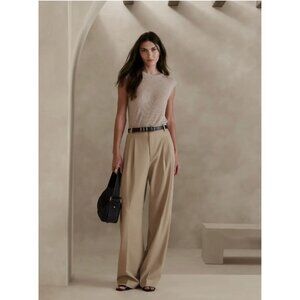 NEW Banana Republic Vasto Wide-Leg Italian Wool Pant Tan